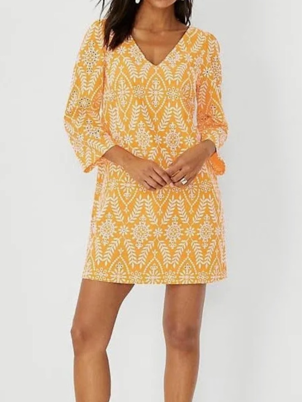 Ann Taylor Sunburst Eyelet Shift Dress